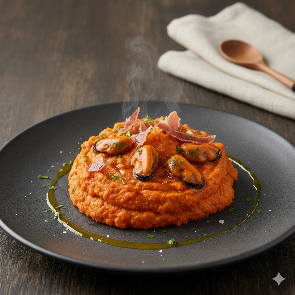Patatas Revolconas del Estrecho con Mejillones en Escabeche.